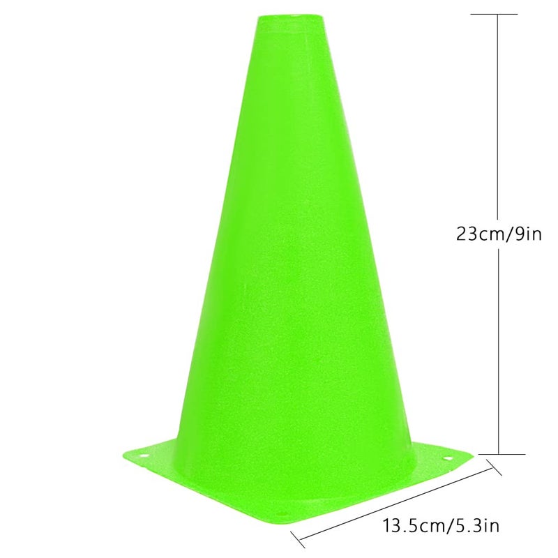 Alyoen 9 inch Traffic Cones, Plastic Sport Cones, Green Soccer Training Cones for Outdoor Activity & Festive Events (Sets of 10/15/ 20) - Image 2